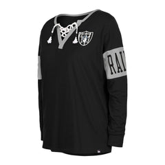 Las Vegas Raiders New Era Women's Lace-Up Notch Neck Long Sleeve T-Shirt - Black cheap