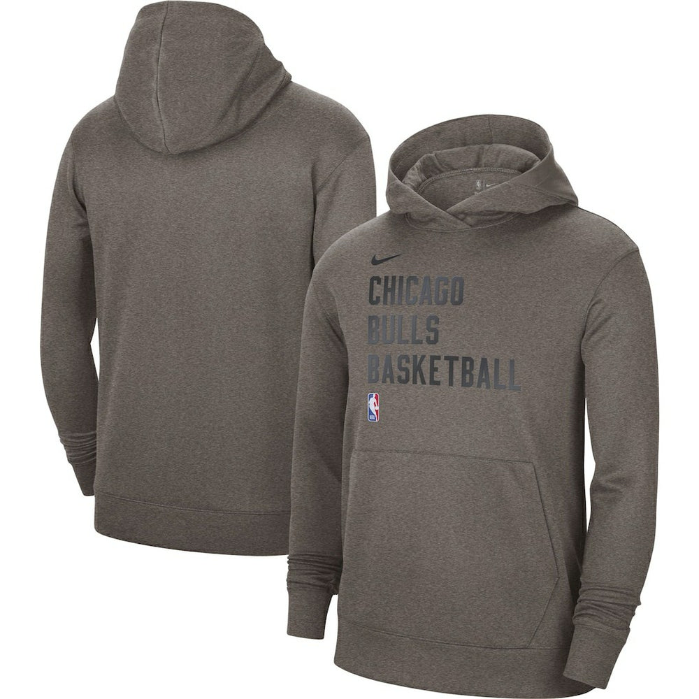 Chicago Bulls Unisex 2023/24 Performance Spotlight On-Court Practice Pullover Hoodie - Olive | Nike for sale