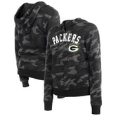 Green Bay Packers New Era Women's Camo Full-Zip Hoodie - Black on sale