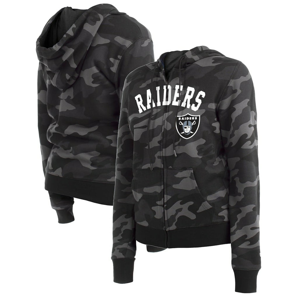 Las Vegas Raiders New Era Women's Camo Full-Zip Hoodie - Black cheap