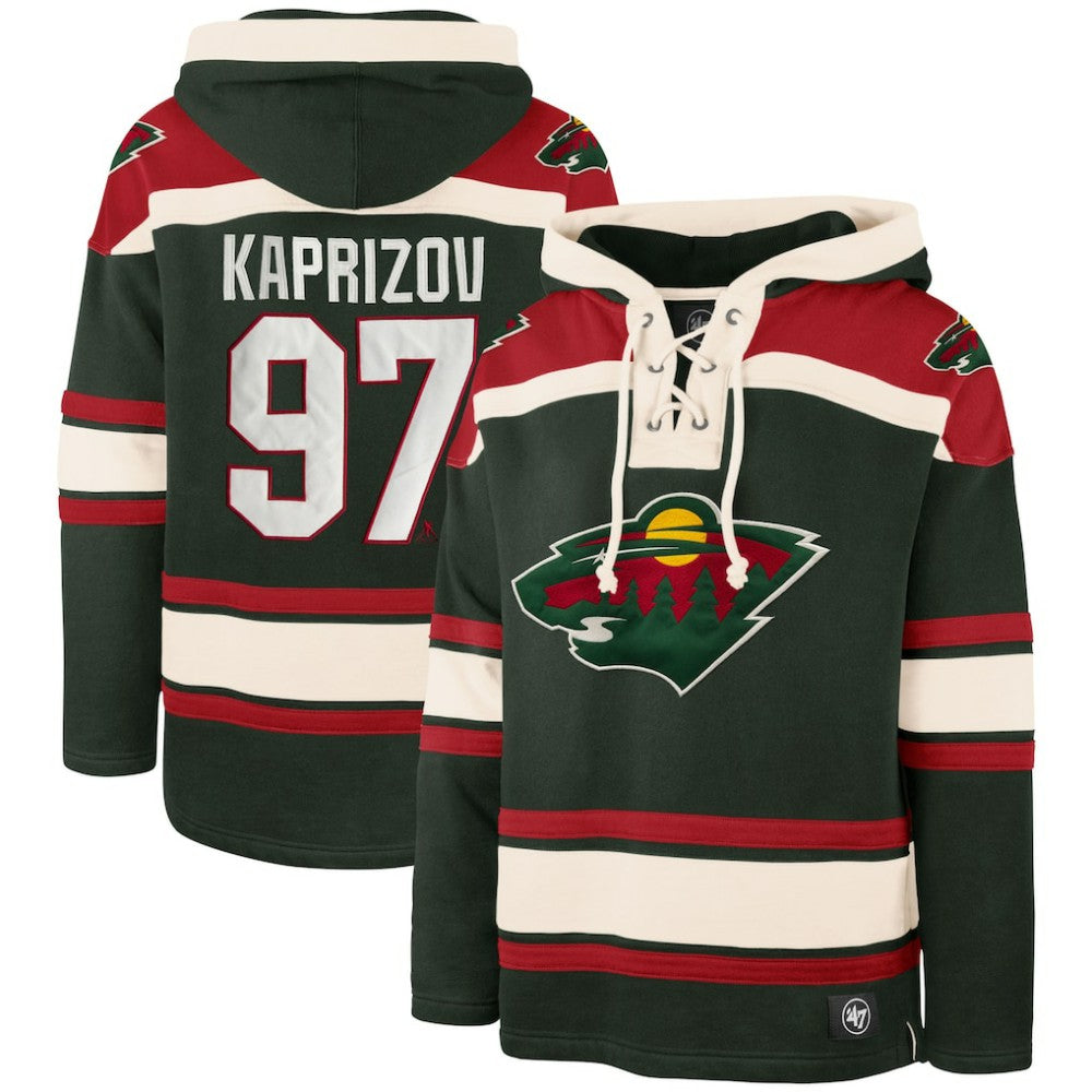 Kirill Kaprizov Minnesota Wild '47 Player Name & Number Lacer Pullover Hoodie Green