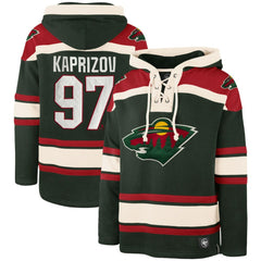 Kirill Kaprizov Minnesota Wild '47 Player Name & Number Lacer Pullover Hoodie Green