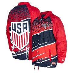 USMNT 5th & Ocean by New Era Throwback Coaches Raglan Full-Snap Jacket - Navy | New Era online