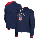 USWNT 5th & Ocean by New Era Women's Athleisure Cropped Fleece Pullover Hoodie - Navy | New Era shop