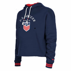 USWNT 5th & Ocean by New Era Women's Athleisure Cropped Fleece Pullover Hoodie - Navy | New Era shop