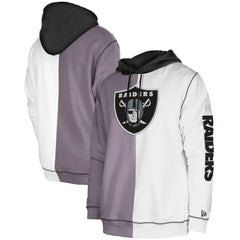 Las Vegas Raiders New Era Third Down Split Raglan Pullover Hoodie - Silver/White cheap