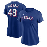 Jacob deGrom Texas Rangers Women's 2023 Name & Number T-Shirt - Royal | Nike