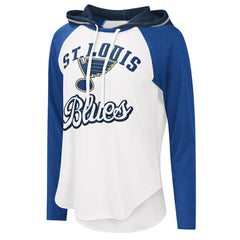 St. Louis Blues G-III 4Her by Carl Banks Women's MVP Raglan Lightweight Hooded T-Shirt White/Blue