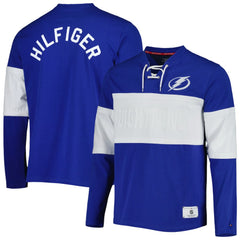 Tampa Bay Lightning Tommy Hilfiger Walter Lace-Up Long Sleeve Top Blue