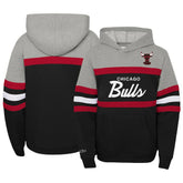 Chicago Bulls Youth Hardwood Classics Head Coach Pullover Hoodie - Black/Heather Gray | Mitchell & Ness sale