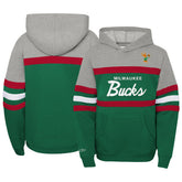 Milwaukee Bucks Youth Hardwood Classics Head Coach Pullover Hoodie - Green/Heather Gray | Mitchell & Ness sale