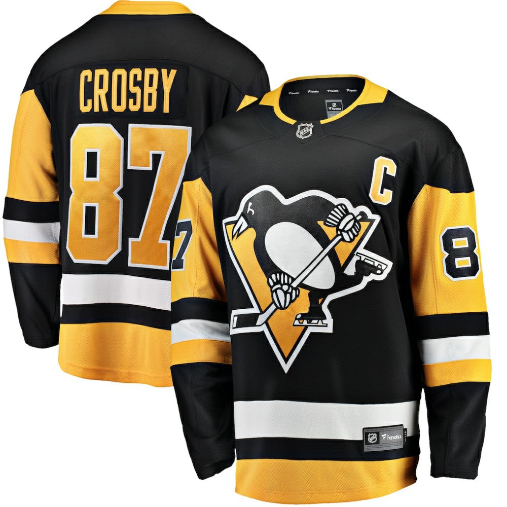 Sidney Crosby Pittsburgh Penguins Fanatics Captain Patch Home Breakaway Jersey Black