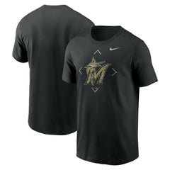 Miami Marlins Camo Logo T-Shirt - Black | Nike