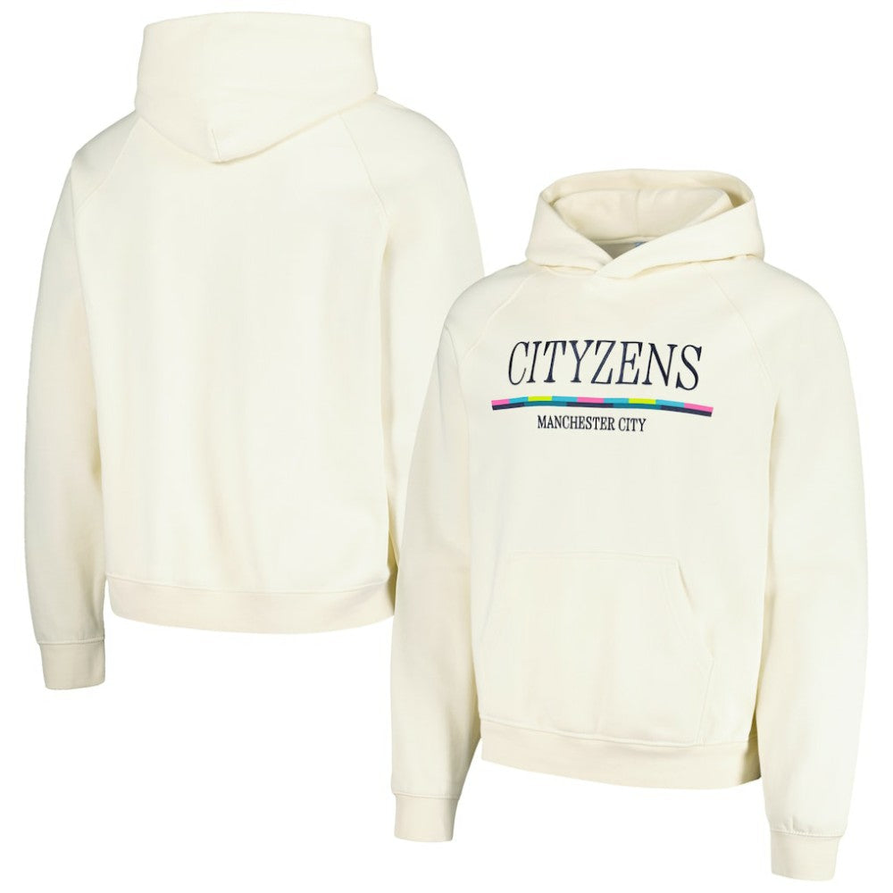 Manchester City Team Stripe Oversized Pullover Hoodie - Cream online