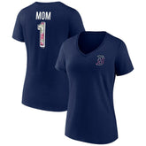 Boston Red Sox Women's Team Logo Mother's Day V-Neck T-Shirt - Navy