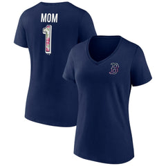 Boston Red Sox Women's Team Logo Mother's Day V-Neck T-Shirt - Navy