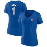 Los Angeles Dodgers Women's Team Logo Mother's Day V-Neck T-Shirt - Royal