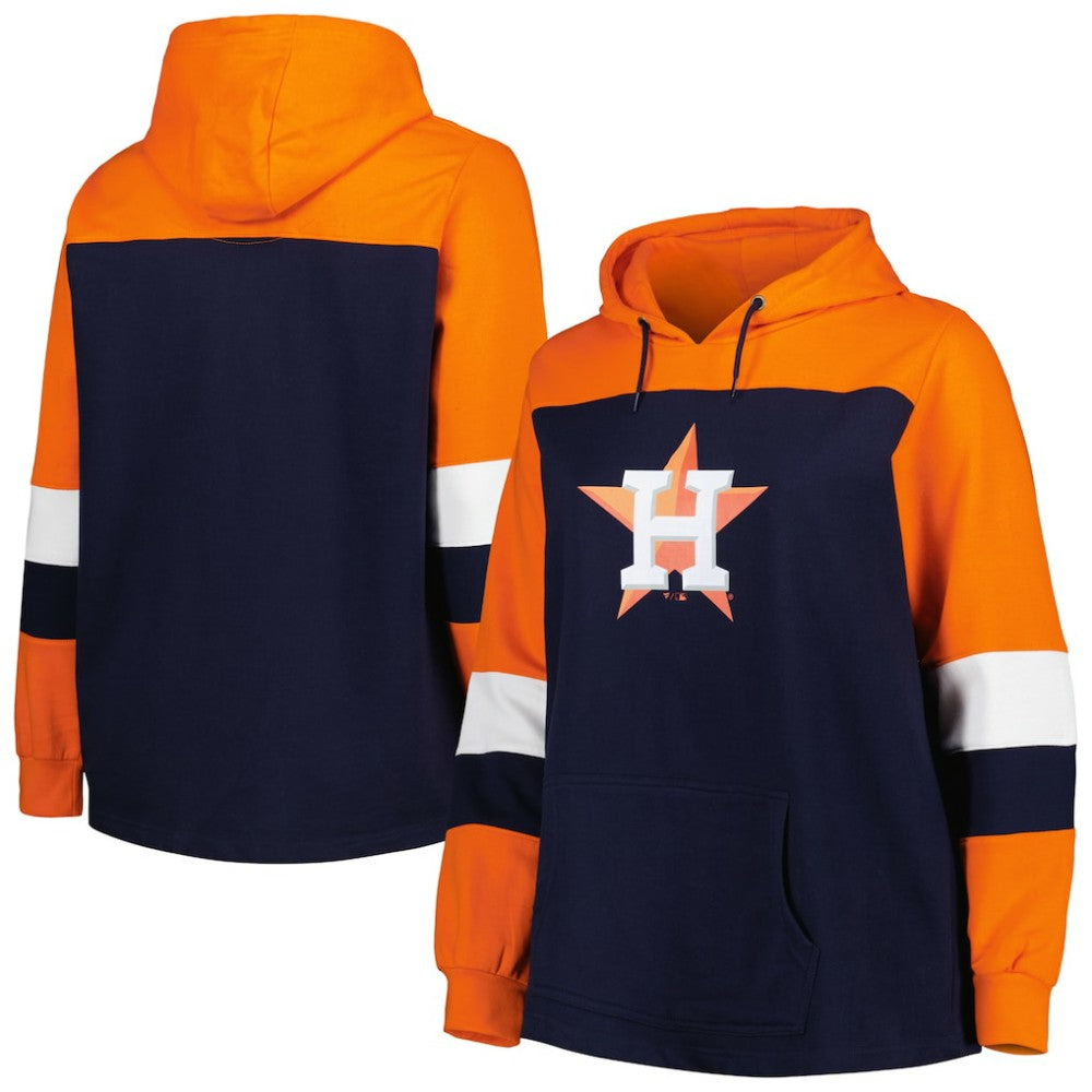 Houston Astros Women's Plus Size Colorblock Pullover Hoodie - Navy