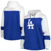 Los Angeles Dodgers Women's Plus Size Colorblock Pullover Hoodie - Royal