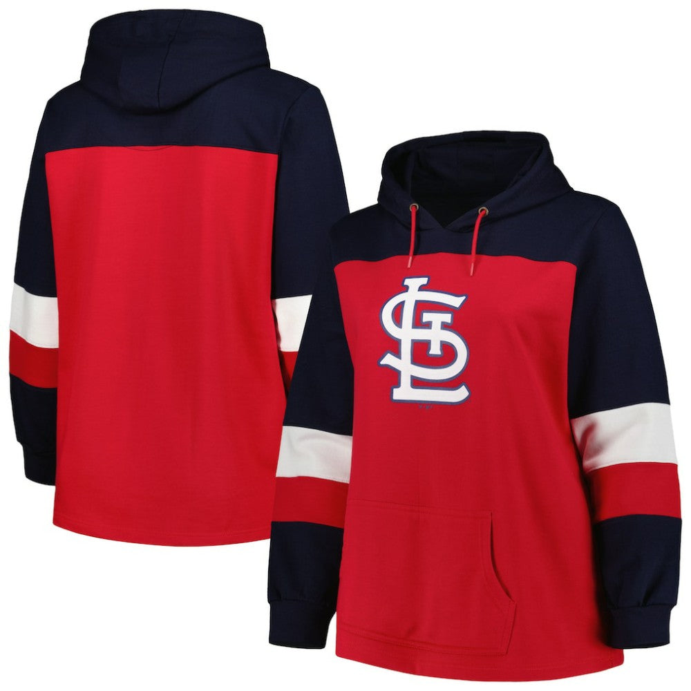 St. Louis Cardinals Women's Plus Size Colorblock Pullover Hoodie - Red
