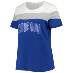 Chicago Cubs Women's Plus Size Colorblock T-Shirt - Royal/Heather Gray