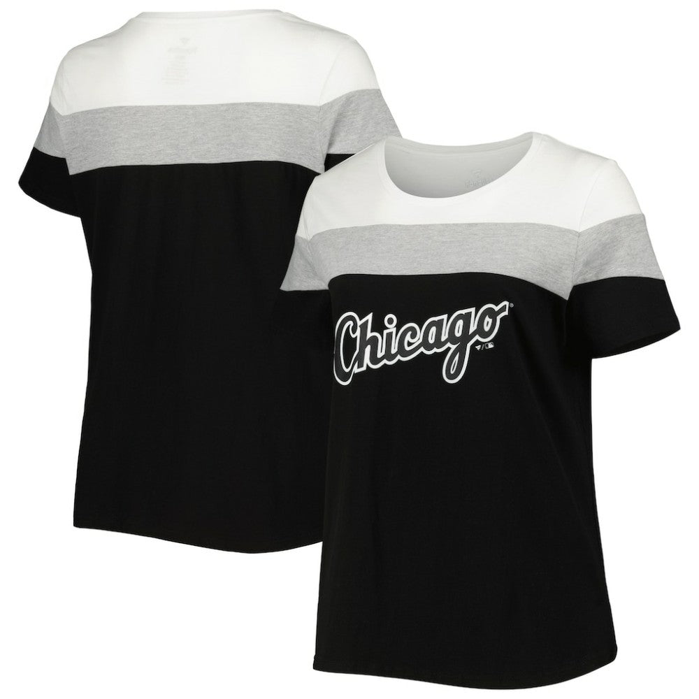 Chicago White Sox Women's Plus Size Colorblock T-Shirt - Black/Heather Gray