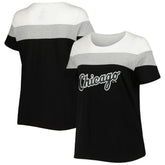 Chicago White Sox Women's Plus Size Colorblock T-Shirt - Black/Heather Gray