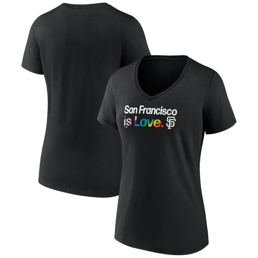 San Francisco Giants Profile Women's Plus Size Pride V-Neck T-Shirt - Black