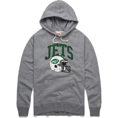 New York Jets Homage Retro Helmet Raglan Pullover Tri-Blend Hoodie - Gray outlet