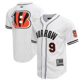 Joe Burrow Cincinnati Bengals Pro Standard Mesh Baseball Button-Up T-Shirt - White on sale