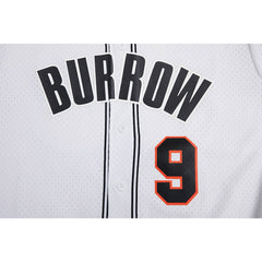 Joe Burrow Cincinnati Bengals Pro Standard Mesh Baseball Button-Up T-Shirt - White on sale
