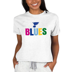 St. Louis Blues Concepts Sport Women's Tri-Blend Mainstream Terry Short Sleeve Sweatshirt Top Oatmeal