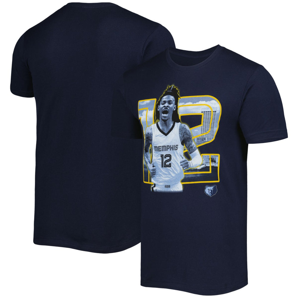 Ja Morant Memphis Grizzlies Stadium Essentials Unisex Player Skyline T-Shirt - Navy on sale