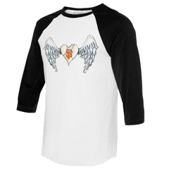 San Francisco Giants Tiny Turnip Women's Angel Wings 3/4-Sleeve Raglan T-Shirt - White/Black
