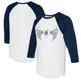 Detroit Tigers Tiny Turnip Women's Angel Wings 3/4-Sleeve Raglan T-Shirt - White/Navy