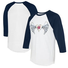 Washington Nationals Tiny Turnip Women's Angel Wings 3/4-Sleeve Raglan T-Shirt - White/Navy