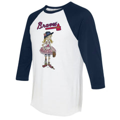 Atlanta Braves Tiny Turnip Women's Babes 3/4-Sleeve Raglan T-Shirt - White/Navy
