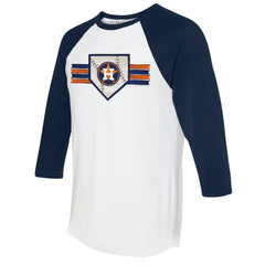 Houston Astros Tiny Turnip Women's Base Stripe 3/4-Sleeve Raglan T-Shirt - White/Navy
