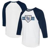Tampa Bay Rays Tiny Turnip Women's Base Stripe 3/4-Sleeve Raglan T-Shirt - White/Navy