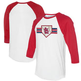 St. Louis Cardinals Tiny Turnip Women's Base Stripe 3/4-Sleeve Raglan T-Shirt - White/Red