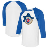 Chicago Cubs Tiny Turnip Women's Baseball Bow 3/4-Sleeve Raglan T-Shirt - White/Royal