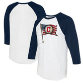 Cleveland Guardians Tiny Turnip Women's Baseball Flag 3/4-Sleeve Raglan T-Shirt - White/Navy