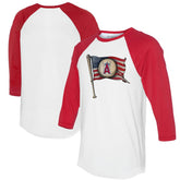 Los Angeles Angels Tiny Turnip Women's Baseball Flag 3/4-Sleeve Raglan T-Shirt - White/Red