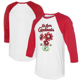St. Louis Cardinals Tiny Turnip Women's Blooming Baseballs 3/4-Sleeve Raglan T-Shirt - White/Red