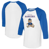 Texas Rangers Tiny Turnip Women's Teddy Boy 3/4-Sleeve Raglan T-Shirt - White/Royal