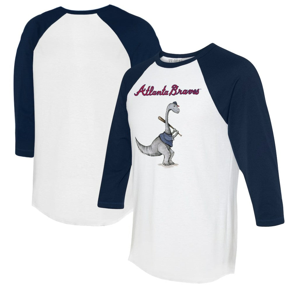 Atlanta Braves Tiny Turnip Women's Bronto 3/4-Sleeve Raglan T-Shirt - White/Navy