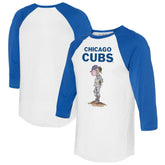 Chicago Cubs Tiny Turnip Women's Bubbles 3/4-Sleeve Raglan T-Shirt - White/Royal