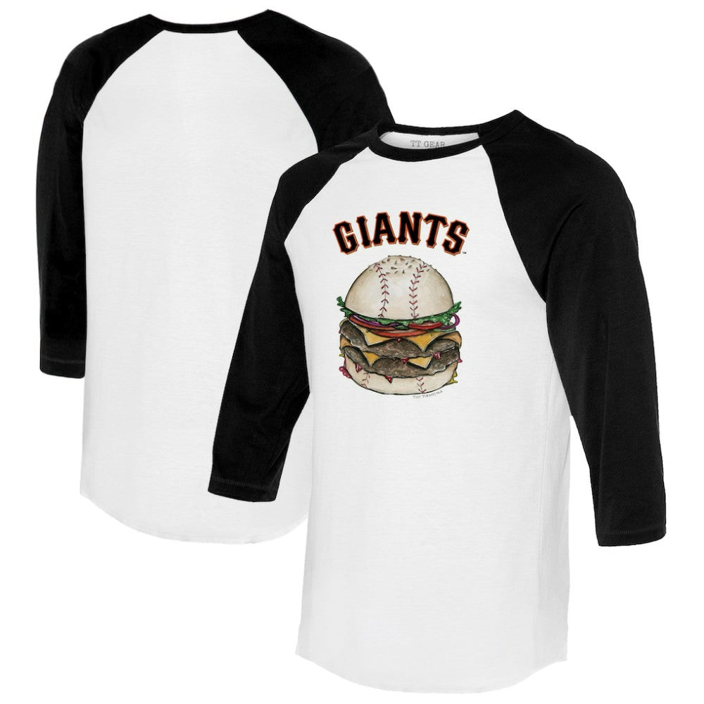 San Francisco Giants Tiny Turnip Women's Burger 3/4-Sleeve Raglan T-Shirt - White/Black