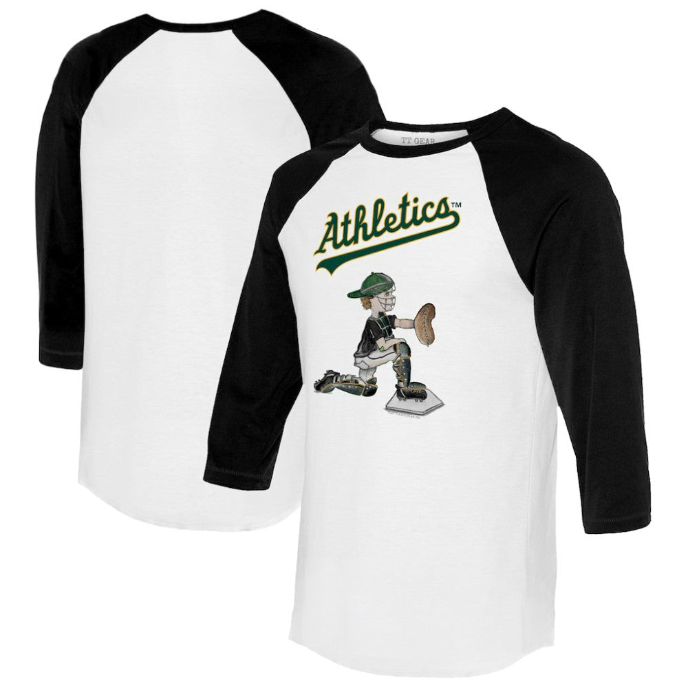 Athletics Tiny Turnip Women's Caleb 3/4-Sleeve Raglan T-Shirt - White/Black