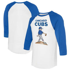 Chicago Cubs Tiny Turnip Women's Clemente 3/4-Sleeve Raglan T-Shirt - White/Royal